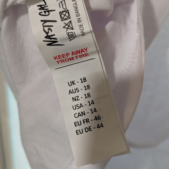 Nasty Gal Oversized Short Sleeve Basic T-Shirt Dress Crewneck White Plus Size 14 - Picture 4 of 6